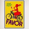Galrie Charming Favor Lipstick Girl on Bicycle Vintage Poster for Home Décor Art Work, Black Frame, A0 84 x 119cm (33 x 47inch)