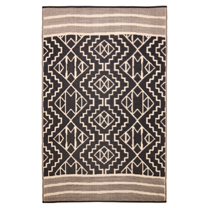 Fab Habitat 270x360cm Beige And Black Kilimanjaro Tribal African Recycled Plastic Outdoor Rug