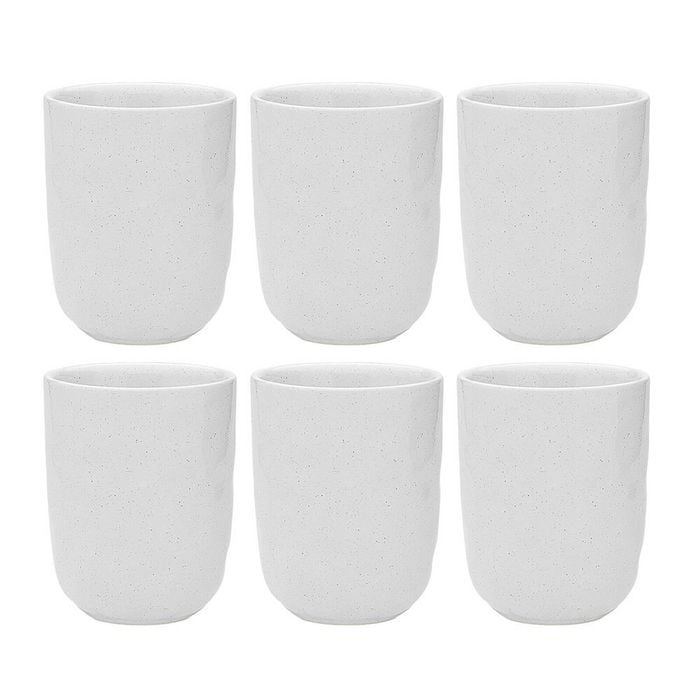 6pk Ecology Speckle Milk 250ml Stoneware Cuddle Mug Round - White