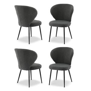 4x Artiss Dining Chairs Boucle Sherpa Grey