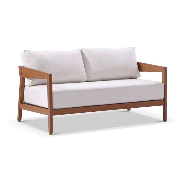 Bronte 2 Seater Outdoor Teak Look Aluminium Lounge & Sunbrella Canvas Cushions
