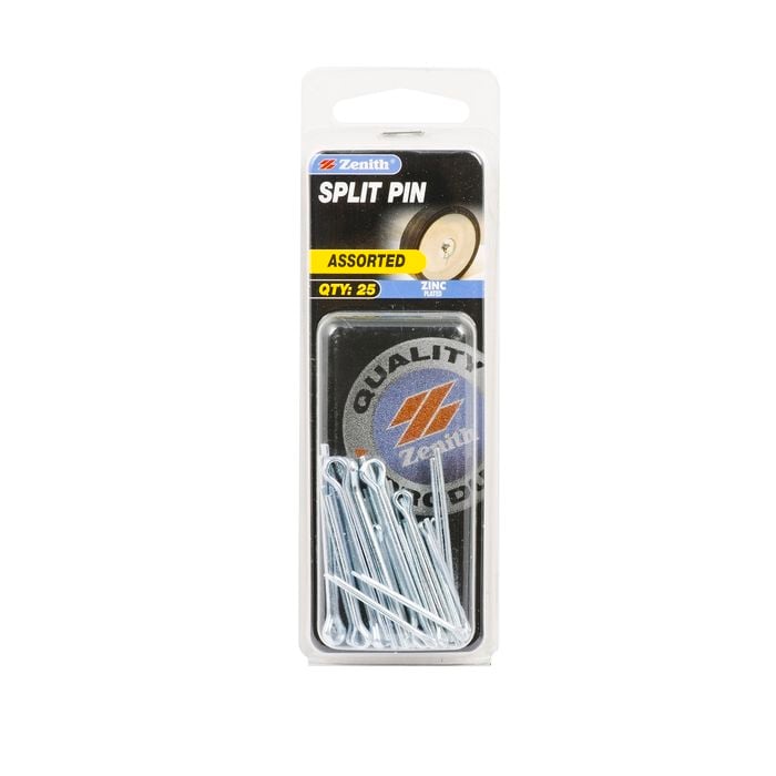 Zenith Assorted Sizes Zinc Plated Split Pins - 25 Pack