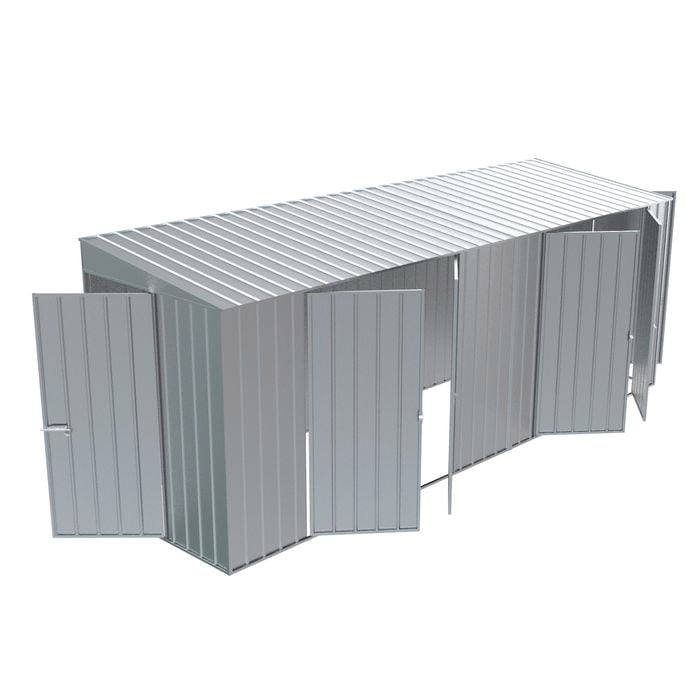 Build-a-Shed 1.5 x 5.2 x 2.0m Zinc Tunnel Shed Tunnel Hinged Door Plus Dual Double Hinged Side Doors