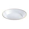 6x 10pc Partyware Reusable Heavy Duty Oval Bowl Set W/ Gold Rim 155x98x30mm Wh