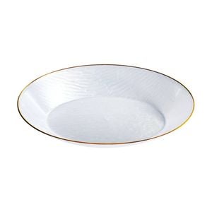 6x 10pc Partyware Reusable Heavy Duty Oval Bowl Set W/ Gold Rim 155x98x30mm Wh