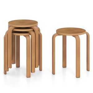 Costway 4 Pcs Stacking Stool Round Dining Chair Backless Rest Stools-