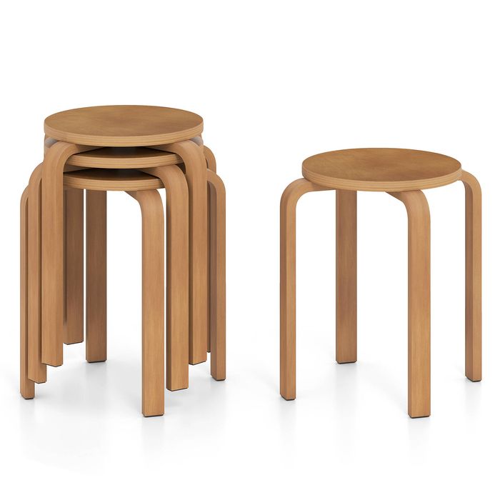 Costway 4 Pcs Stacking Stool Round Dining Chair Backless Rest Stools-