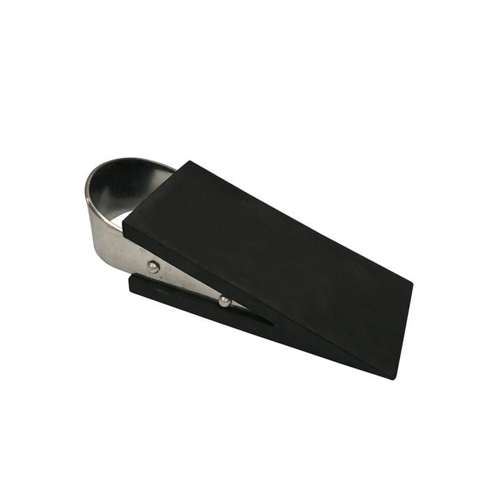 Adoored Black With Stainless Steel Back Strap Rubber Door Wedge