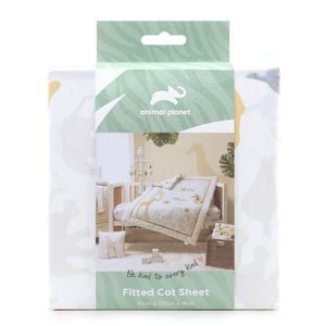 Animal Planet Baby Fitted Cot Sheet Be Kind To Every Kind Giraffe 135cm
