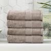 4pc Renee Taylor Stella 650gsm Super Soft Bamboo Cotton Bath Towel Pewter