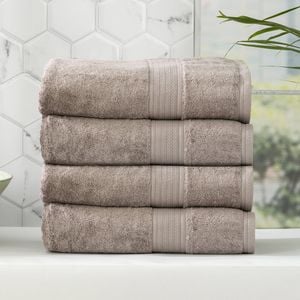 4pc Renee Taylor Stella 650gsm Super Soft Bamboo Cotton Bath Towel Pewter
