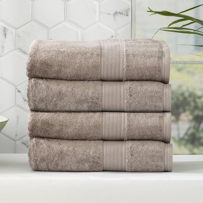 4pc Renee Taylor Stella 650gsm Super Soft Bamboo Cotton Bath Towel Pewter
