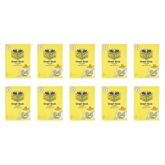 10x Spirax 314 Super Size Exercise Book 10mm Qld Ruled 64 Pages Notebook Yellow