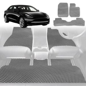 6D Diamond Car Floor Mats for Tesla Model 3 2017-2023-Full Set-Grey-Outback GT