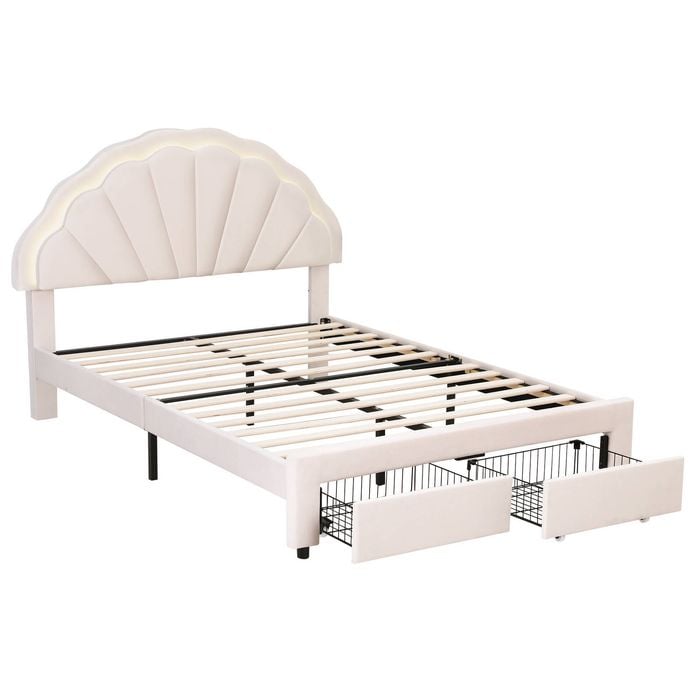 Artiss Double Bed Frame Upholstered Velvet Platform Bed