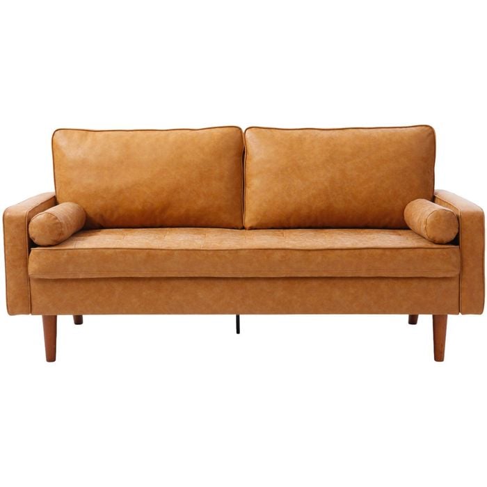 Coogee 2.5 Seater Faux Leather Sofa - Brown