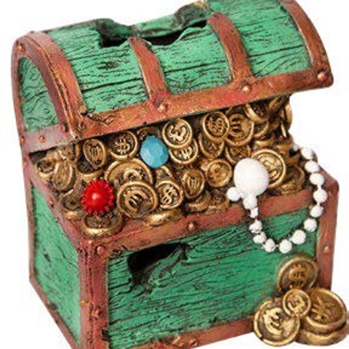 Aqua One Metallic Paint Treasure Chest W/ Coins Ornament (37469)