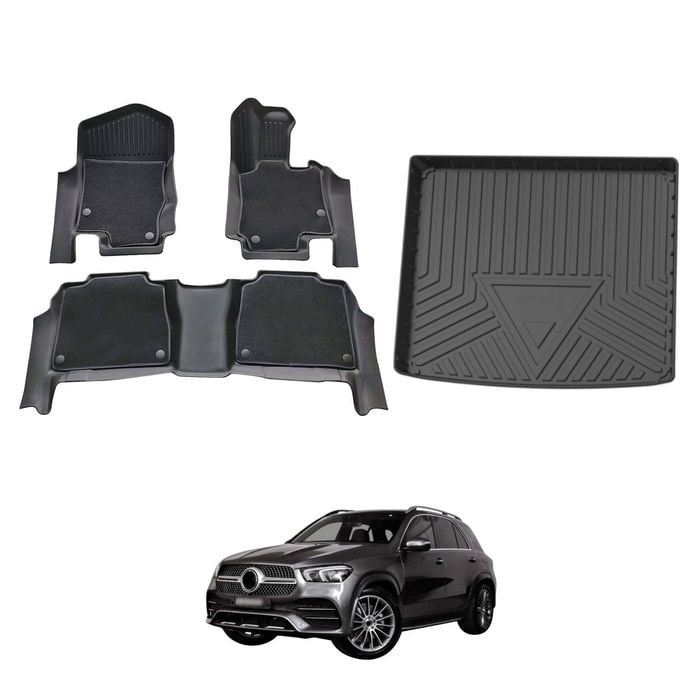 AUSGO Double-Layer Floor Mats & Boot Liner Set for Mercedes-Benz GLE Class V167 2019-Onwards Car Floor Liners Cargo Mat