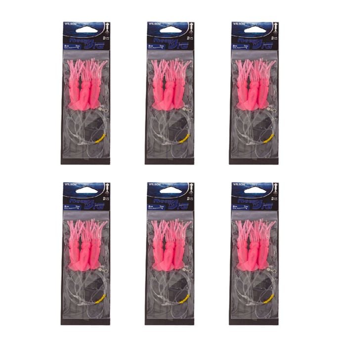 6x Wilson Rigged to Jig Rig 3 Hook Squid Style Jig Fully UV Active - Colour #4