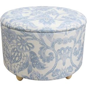 LVD 61cm Wood/Linen Storage Ottoman Round Stool Furniture Valencia