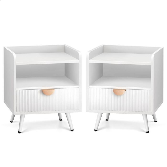 ALFORDSON Set of 2 Bedside Table White