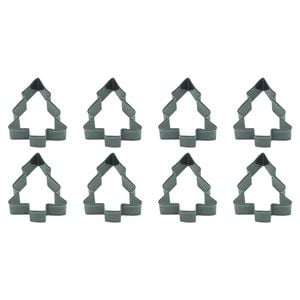 8PK R&M Snow Covered Tree Cookie Cutter Polyresin Coated Steel 9cm - Green