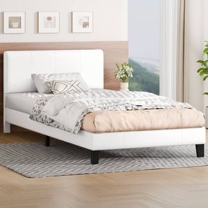 Alfordson Bed Frame Single Size Leather White