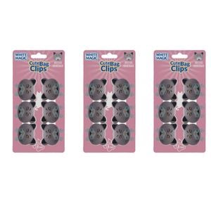 3x 6pc White Magic Cute Tidy Bag Clip Food Saver Sealer 4.5cm British Shorthair