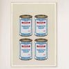 Galrie Banksy Four Soup Cans Art Print - Gold on Cream, 2005 Limited Edition, Wood Frame, A3 30 x 42cm (12 x 16inch)
