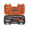 1/4" and 3/8" Square Drive Socket Set with Metric Hex Profile and Ratchet