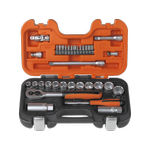 1/4" and 3/8" Square Drive Socket Set with Metric Hex Profile and Ratchet