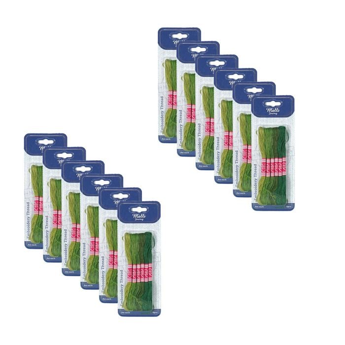12x 6pc Malli Green 8m  Sewing Embroidery Cross-stitch Thread