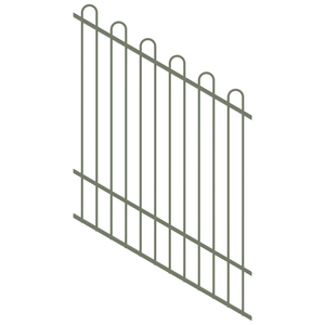 ProtectorAl 0350-1200W x 1500H Pale Eucalypt Loop Top Pool Fence Panel Raked 16-30º