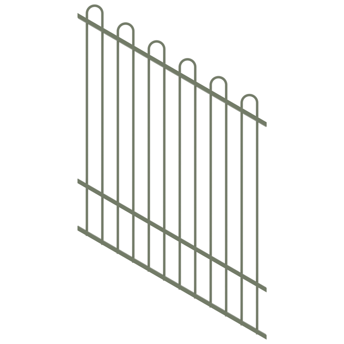 ProtectorAl 0350-1200W x 1500H Pale Eucalypt Loop Top Pool Fence Panel Raked 16-30º