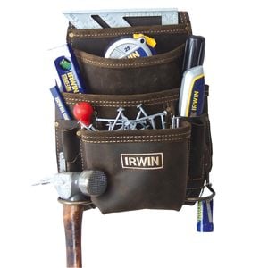 Irwin 10 Pocket Leather Nail And Tool Bag