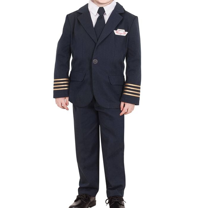 Qantas Pilot Halloween Costume Child Captain Uniform with Jacket, Pants and Tie, 6-8-Years
