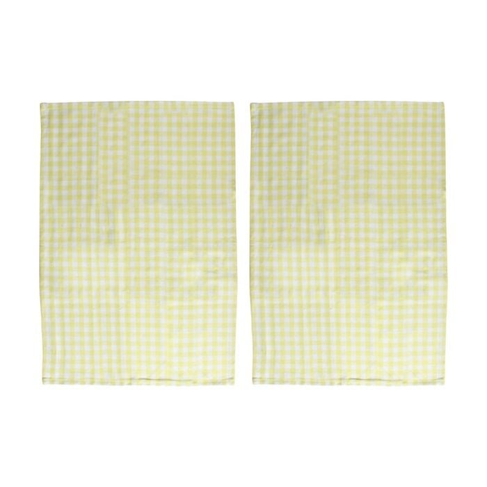 2pc Maine & Crawford Cyrene Gingham 60x40cm Cotton Tea Table Towel Pastel/Yellow