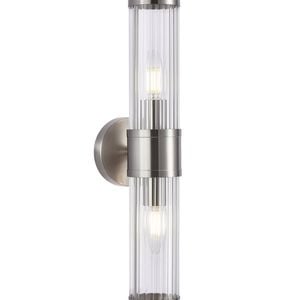 CLA Lighting Tiempo Interior Up/Down Tubular Clear Glass Wall Light Satin Chrome