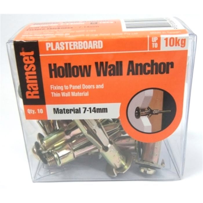 Ramset Hollow Wall Anchor Zinc Passivated M4 x 7-14mm 10pk