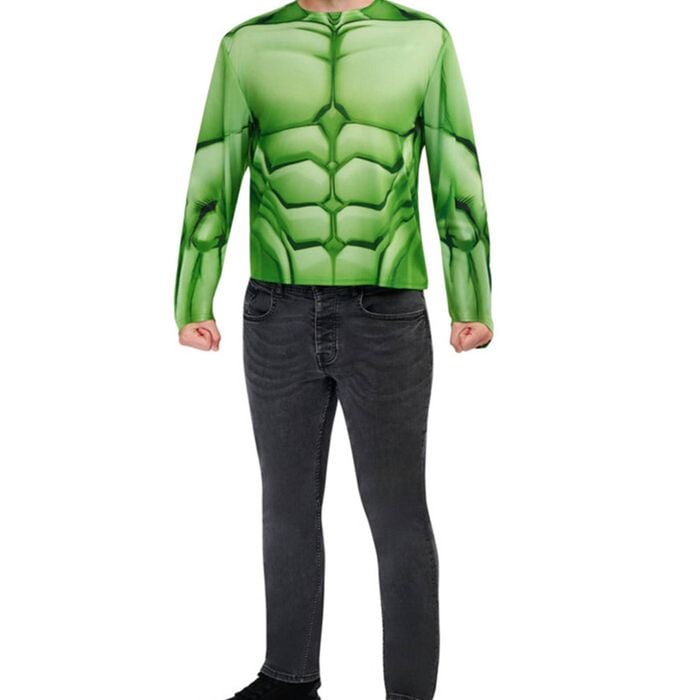Marvel Superhero Mens The Hulk Costume Shirt And Mask Set - M-l