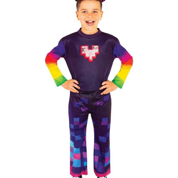 Trolls World Tour King Trollex Halloween Costume for Kids – Colourful Jumpsuit with Headpiece, Multi Colour, 3-5 Years