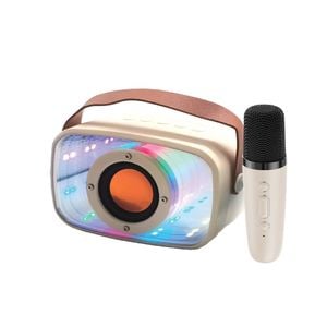 Laser Infinity Karaoke Speaker with Mic (Gold)