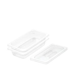 SOGA 1/3 GN Polycarbonate Food Pan 65mm Clear 2 Pack with Lids