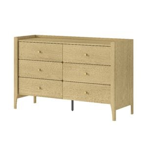 Cosmoliving Natural Oak 6-drawer Dresser - Modern Scandinavian Lowboy Chest