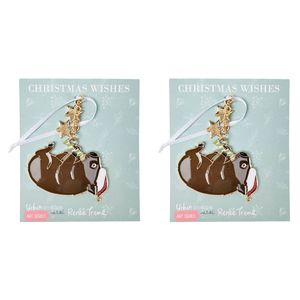 2PK Urban Renee Treml Wombat Hanging Christmas Decoration 7cm Brown
