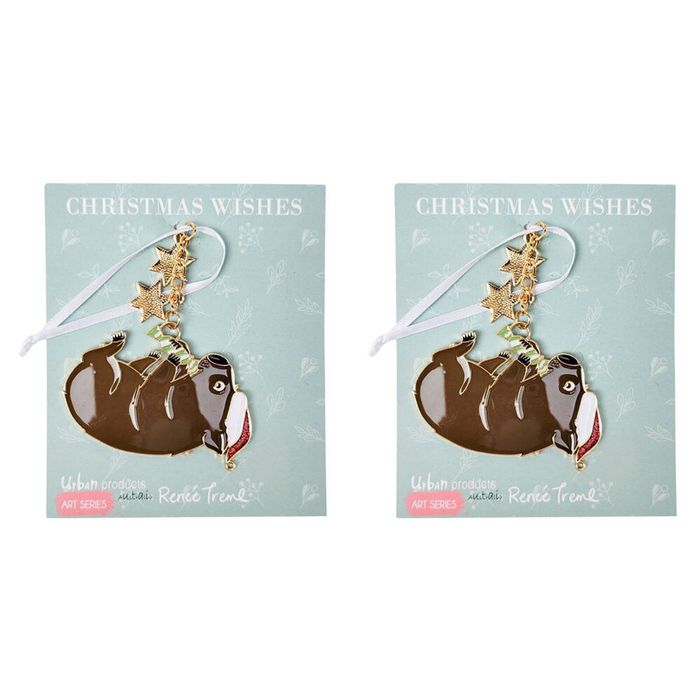 2PK Urban Renee Treml Wombat Hanging Christmas Decoration 7cm Brown