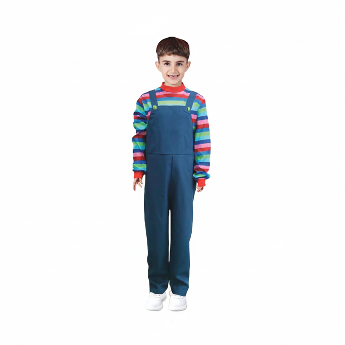 More Than Party Kids Creepy Halloween Costume Striped Jumpsuit Overalls 10-12y