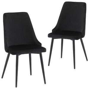 Dining Chair Velvet Black - Set of 2