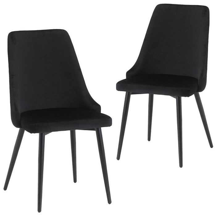 Dining Chair Velvet Black - Set of 2