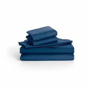 2000TC Super King Fitted Sheet Set with 2 Pillow Cases - Ultra Soft Microfiber, Deep Pocket - Navy